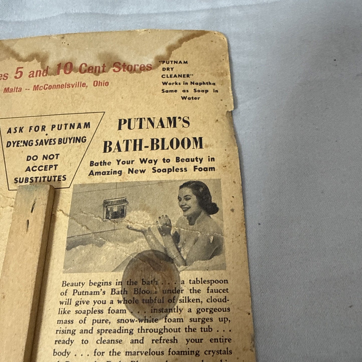 Rare Vintage Putnam Dyes Advertising Fan Art Nouveau Fairies Moth Display