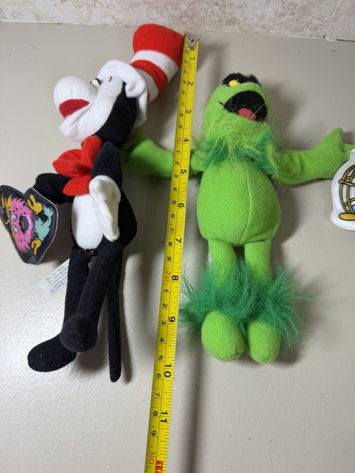 Vintage 1997 Mattel Henson Dr Seuss Cat in the Hat & Grinch Plush Toy Lot 10"