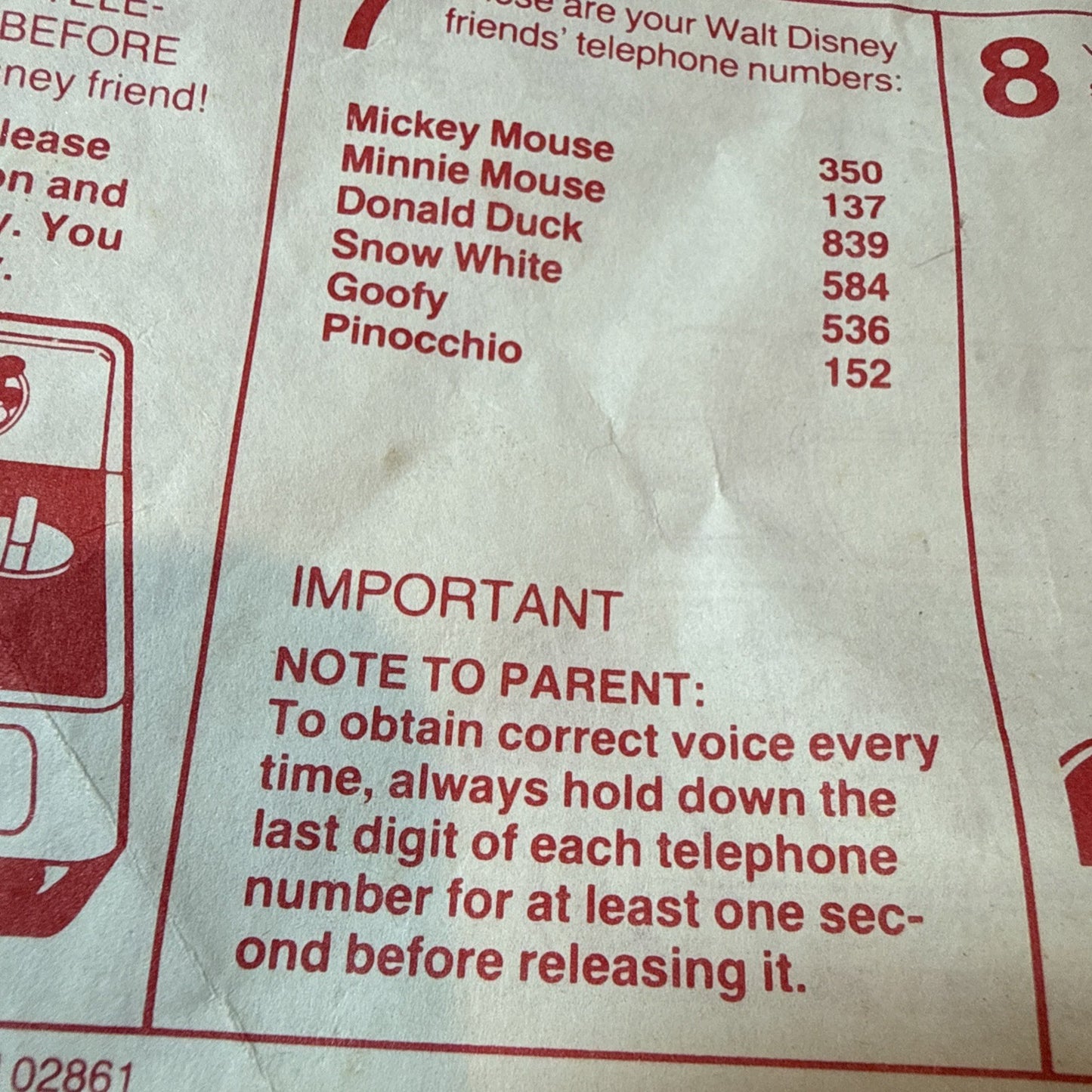 Vintage Walt Disney 1970s Hasbro Mickey Mouse Talking Phone - For Parts / Repair