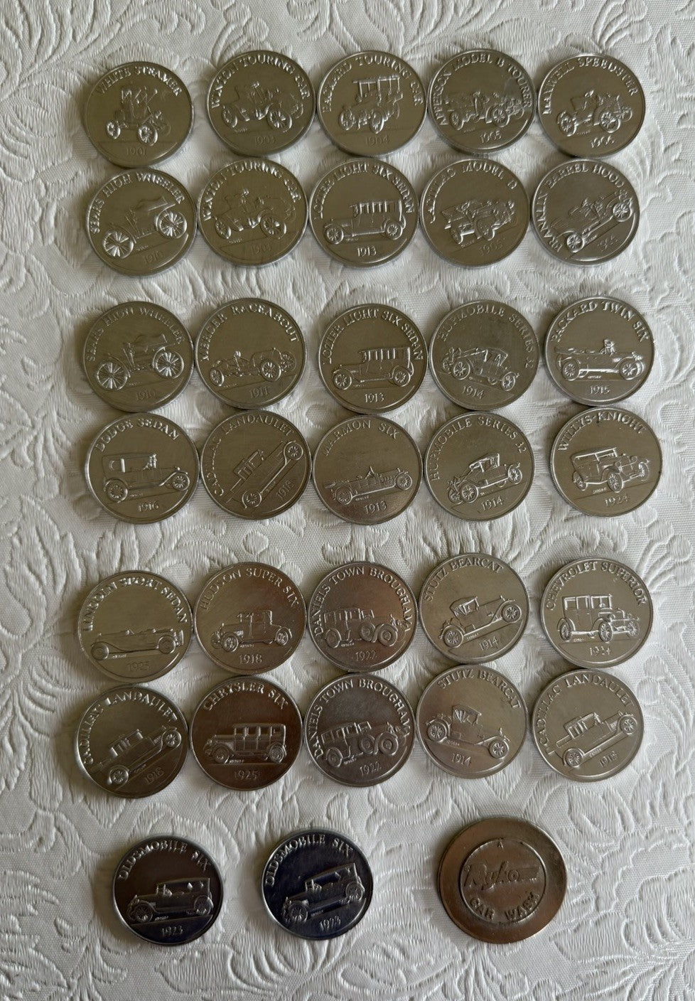 Vintage Sunoco DX Antique Car Coin Series 1 Complete 25 Token Set 1968 Gas Oil