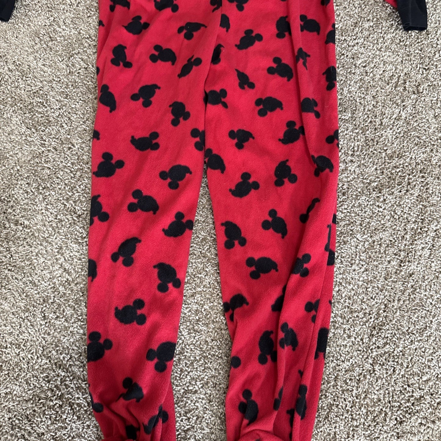 Disney Mickey Mouse Pajamas Fleece One Piece Footed Zip Women Medium