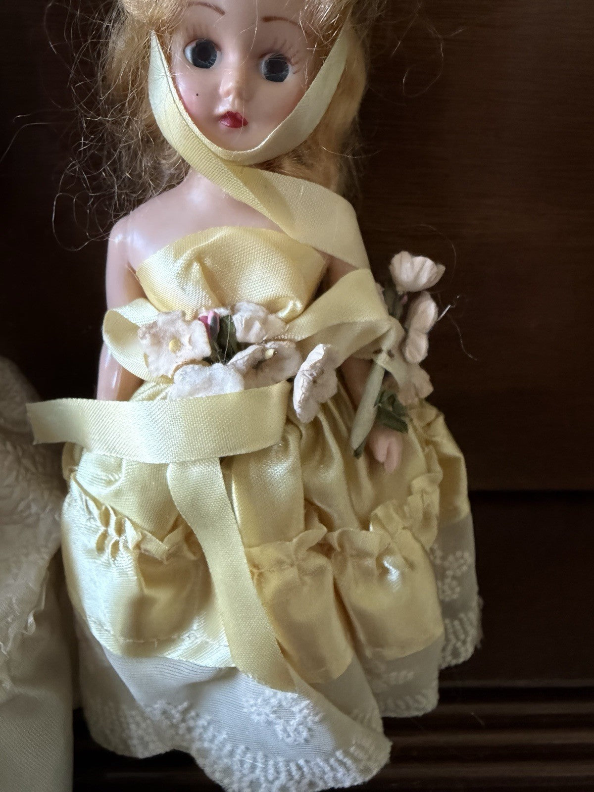 Vintage Sleepy Eye Blonde Fashion Dolls Lot 3 Bride Party Dress Feathers Dolls