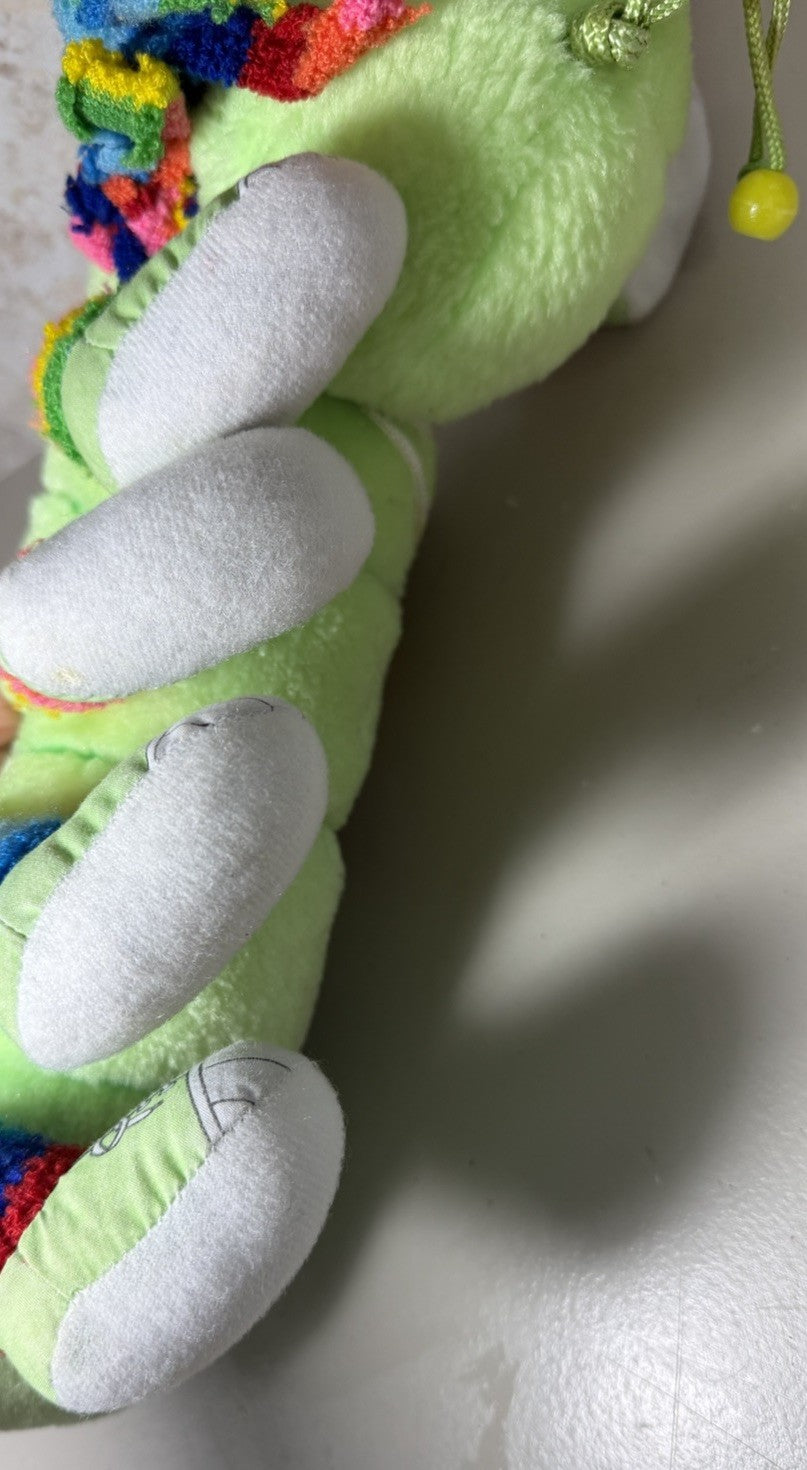 Vintage 1984 Lots a Lots a Leggggggs Green Plush Caterpillar 14” Stuffed 10 Legs