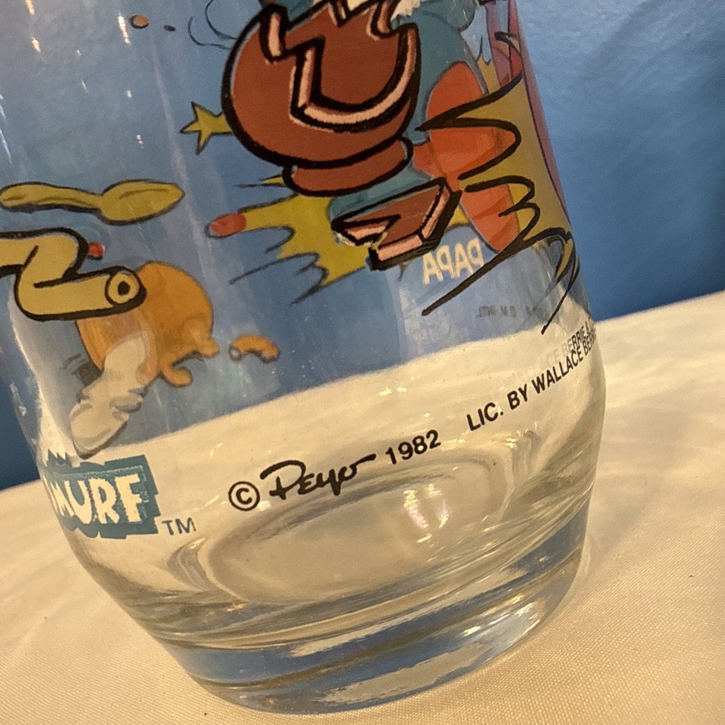 Vintage 1982 Smurfs Peyo Drinking Glasses Set of 5 Smurfette Papa Hefty Grouchy