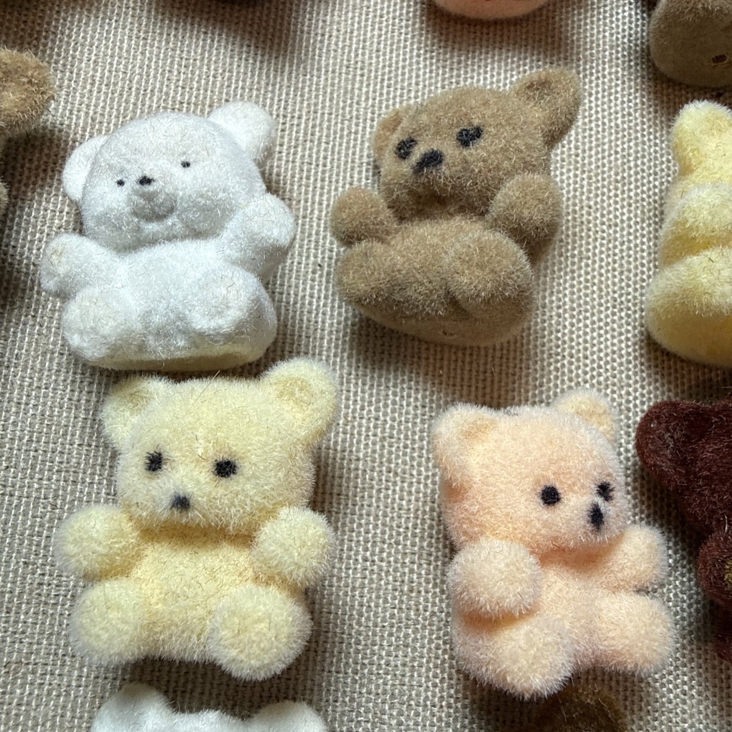 Lot of 42 Flocked Fuzzy Miniature Teddy Bears 1” Vintage Crafting Minis Dioramas