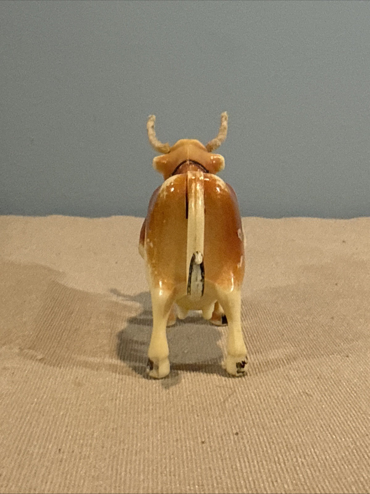 Vintage 1950s Marx Milking Cow Figure Hard Plastic Farm Animal Toy 4"