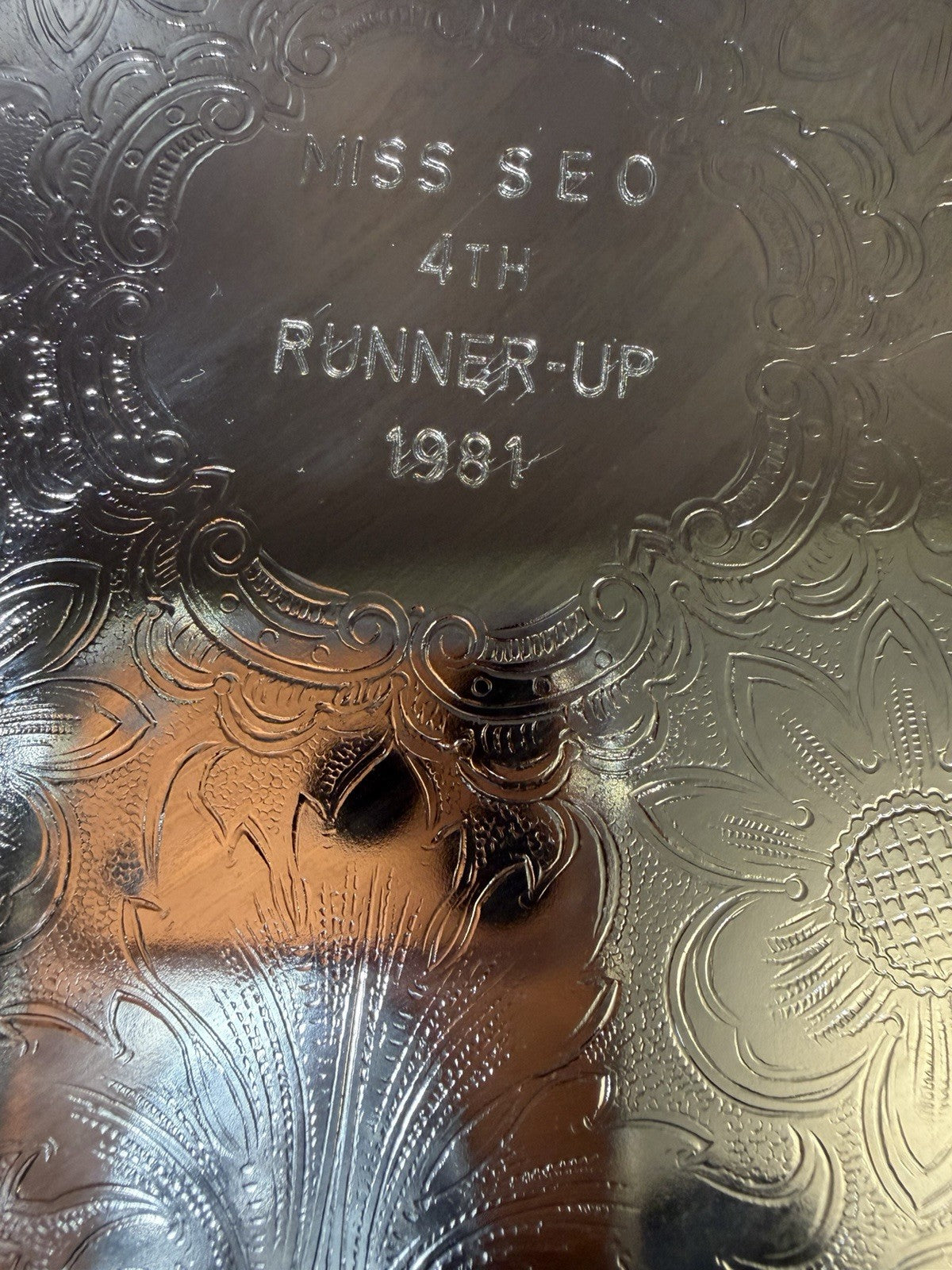 Irvinware Silver Plated Plate 1981 Southeastern Ohio Award Rope Edge Etched 12"