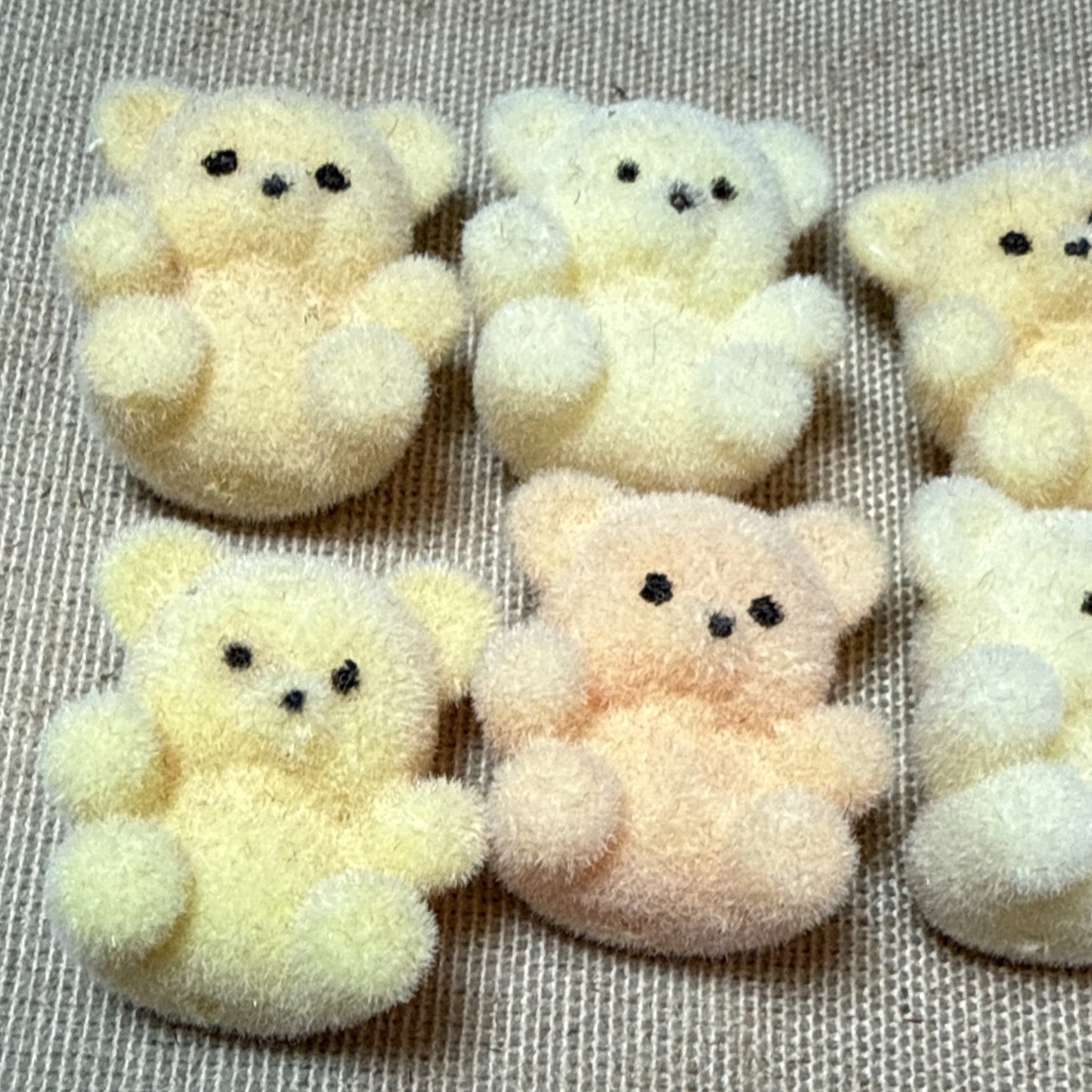 Vintage Mini Flocked Teddy Bear Lot of 22 Pastel 1" Miniature Craft Figure