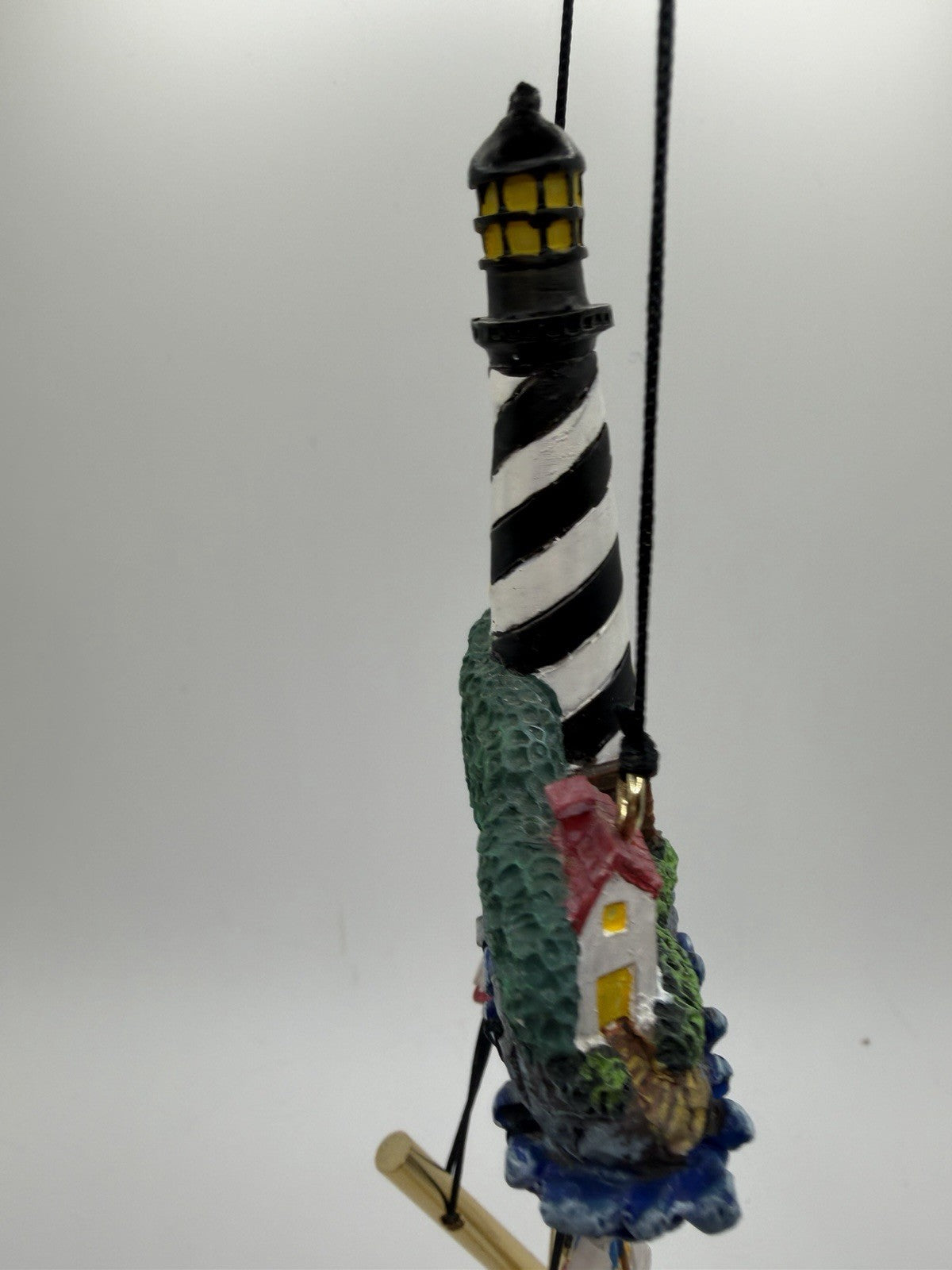 Lighthouse Wind Chime Nautical Decor Metal Chimes 8.5"