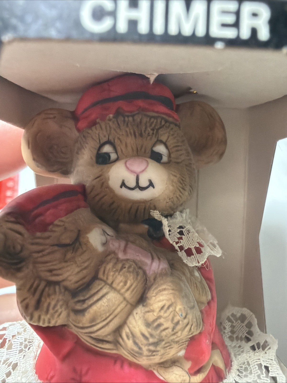 Vintage Jasco Caring Critters Bell Chimers Mommy Mouse Cat Baby