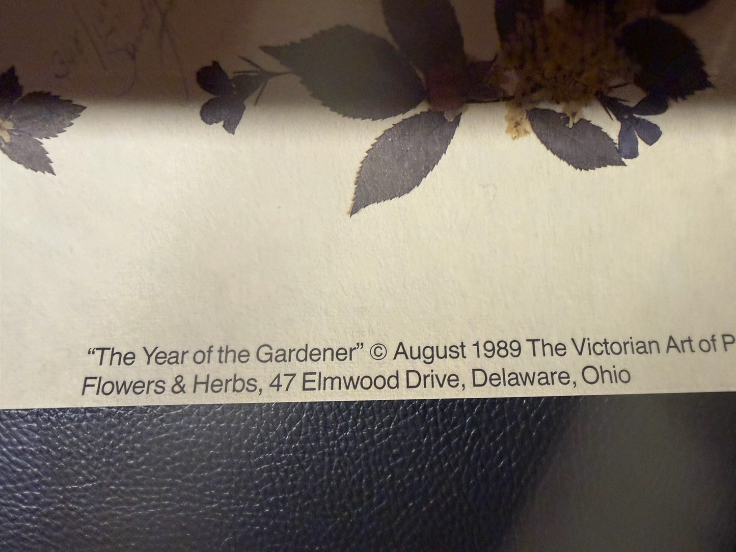 Vintage 1989 Pressed Flower Botanical Art Print Year of the Gardener Framed