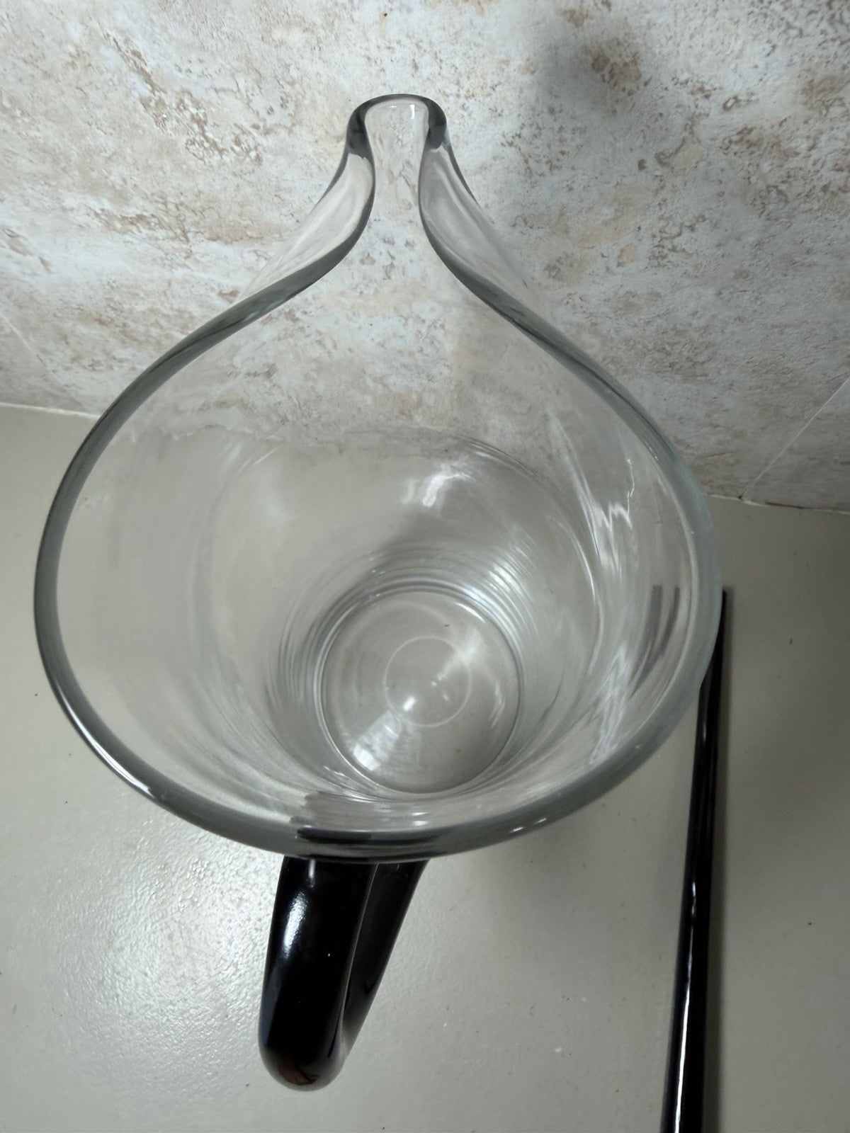 Clear Glass Pitcher Black Handle & Stirrer Rod Barware Drink Server Modern