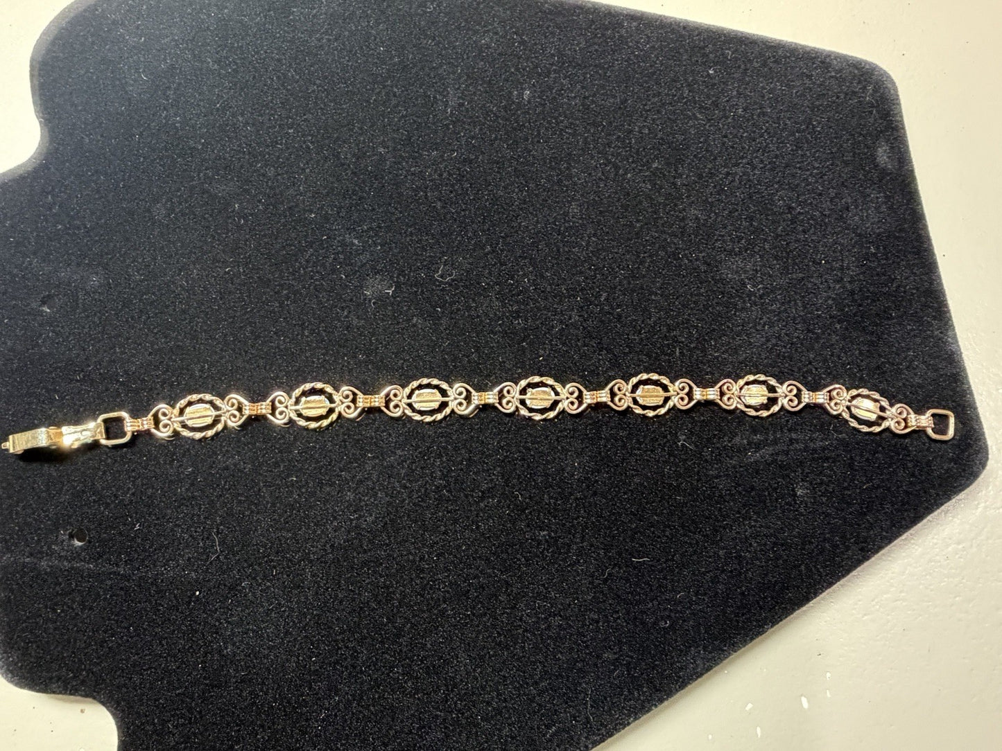 Vintage Krementz Gold Tone Genuine Opal Link Bracelet Original Box Jewelry
