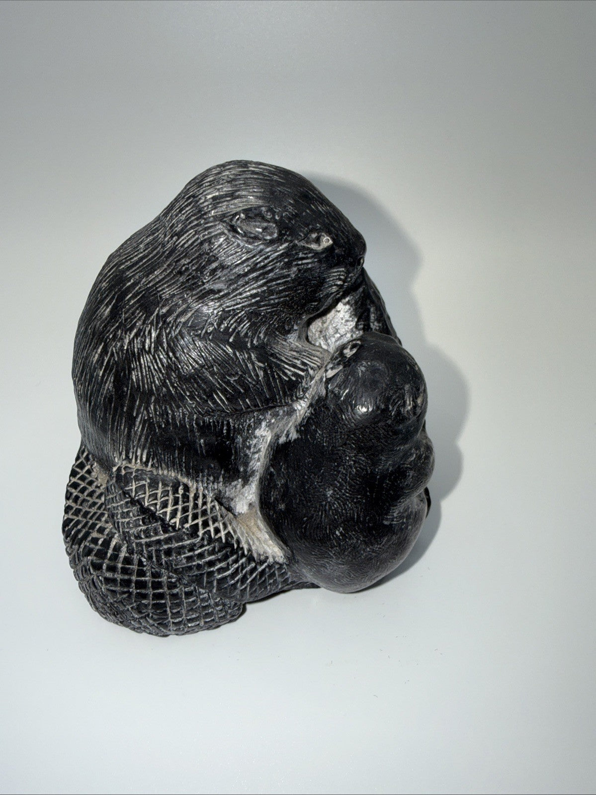 Wolf Original The Wolf Sculptures Soapstone Carved Beavers Native Canadian Vtg