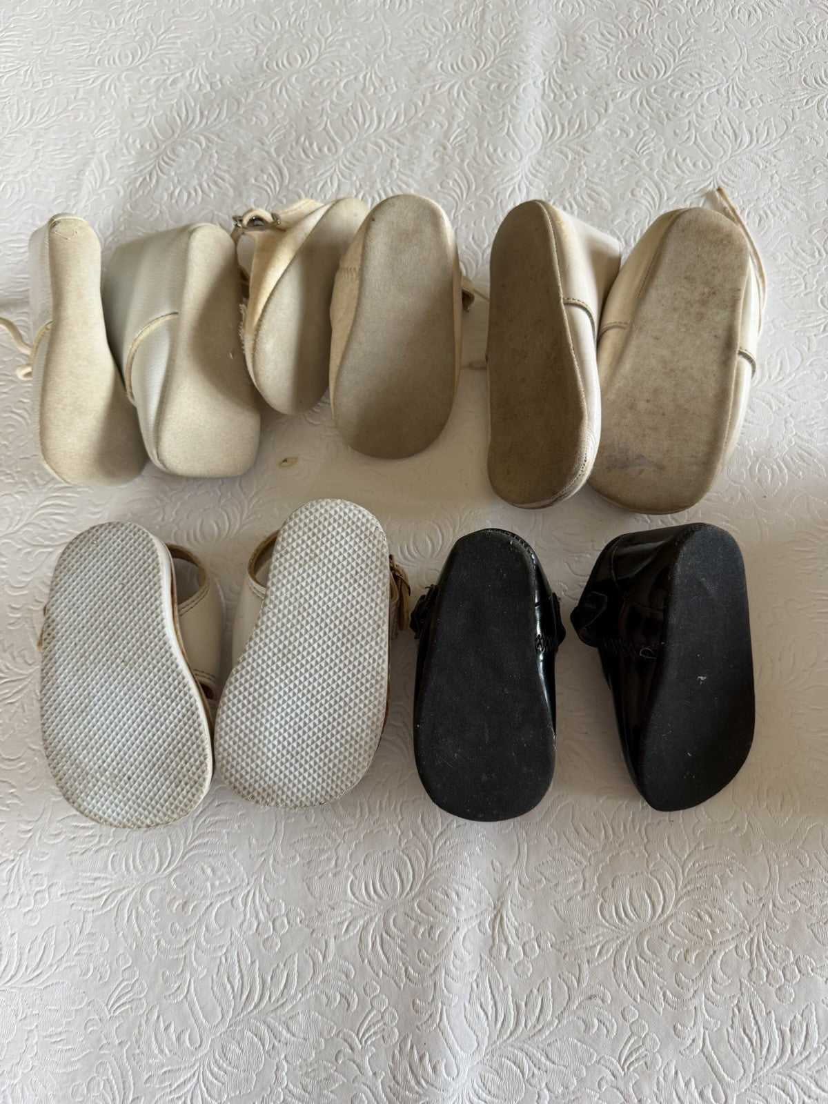 Vintage Baby Shoes Lot of 5 Ideal Cherry Box White Black Sandals Infant Display