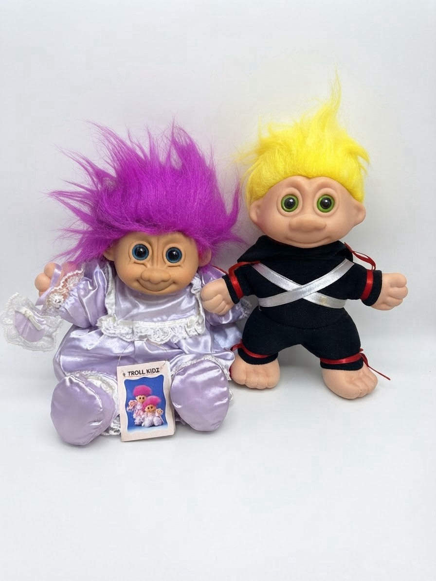 Vintage 1992 Russ Troll Plush Lot 2 Kidz Creata Sof Troll Dolls Tagged Toy Pair