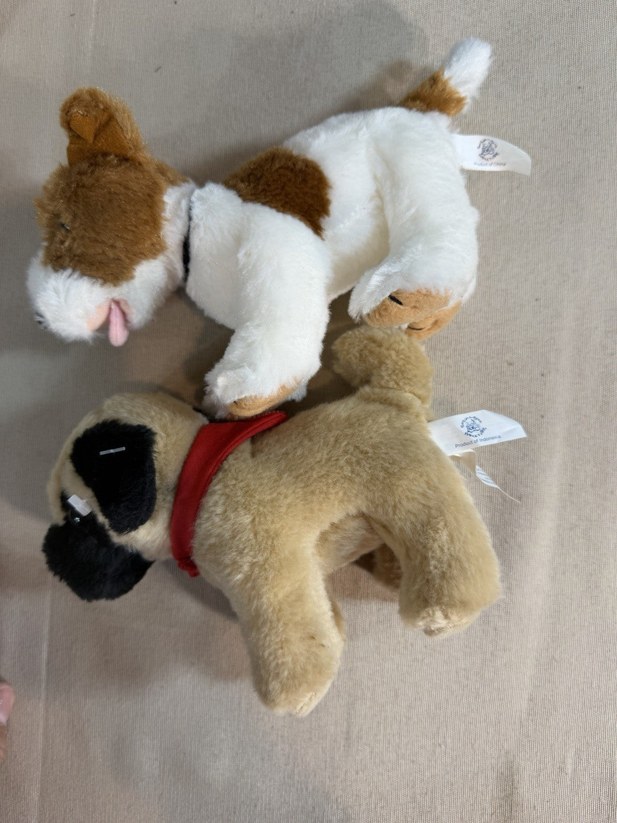 Plush Stuffed Dog Toys Lot 4 Terrier Pug Brown White Puppy Collectible Animals