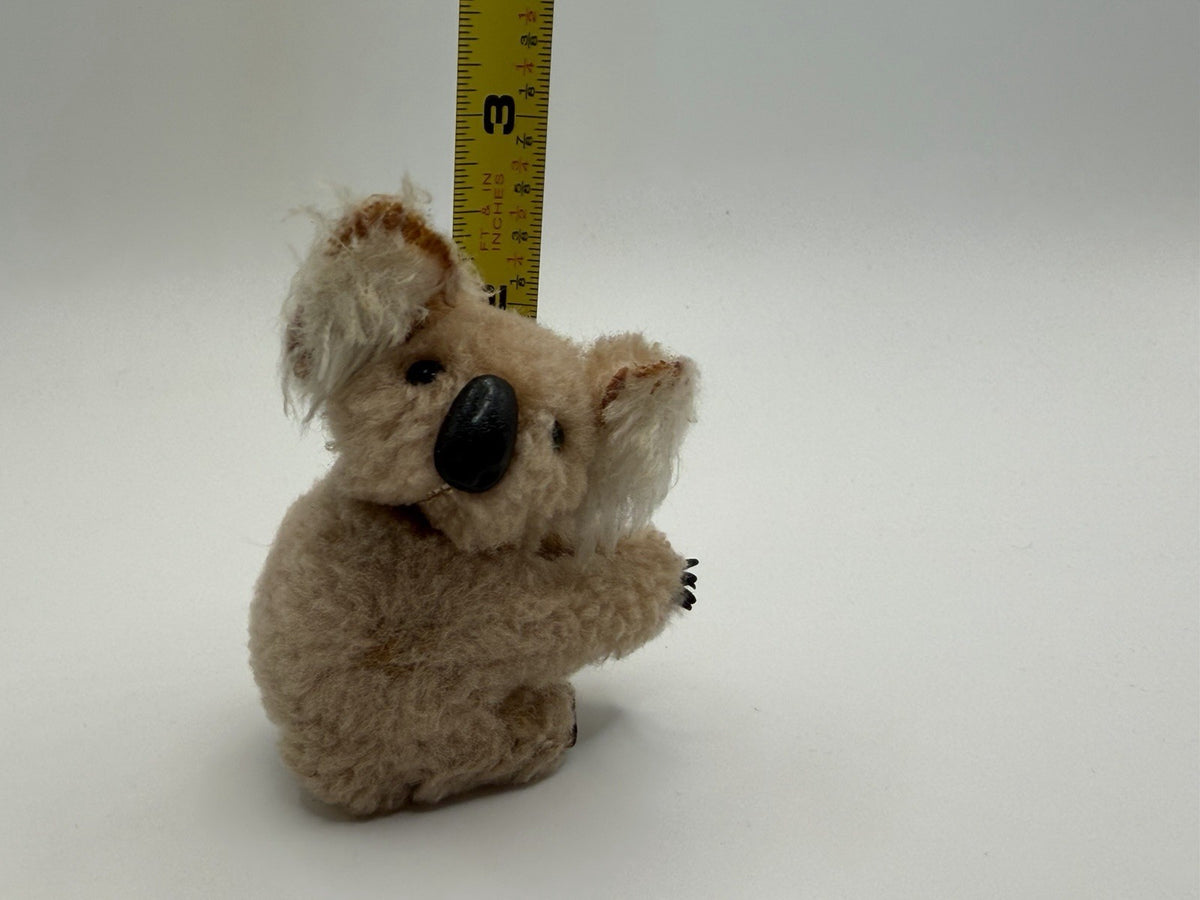 Vintage Josef Originals Japan Flocked Koala Bear Figurine & Squeeze-clip Koala