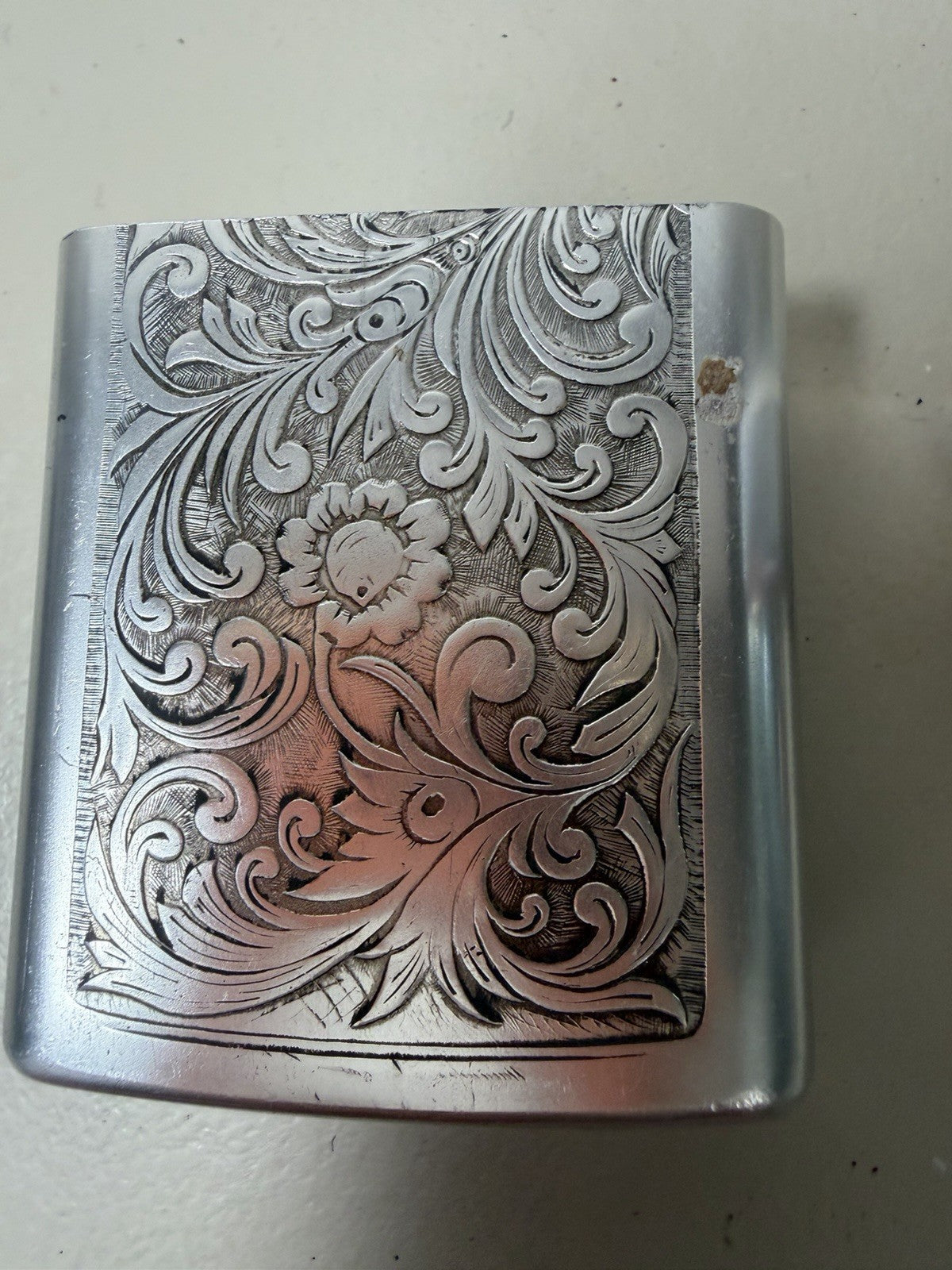Vintage Park Industries Aluminum Cigarette Pack Holder Case Floral Embossed