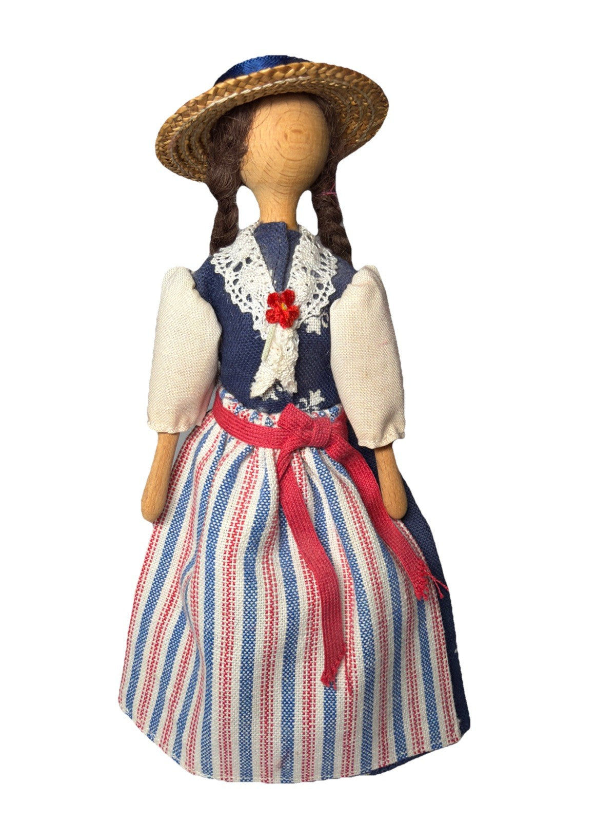 Vintage Handcrafted Wooden Doll Turned Wood Figurine 7.5 Inch
