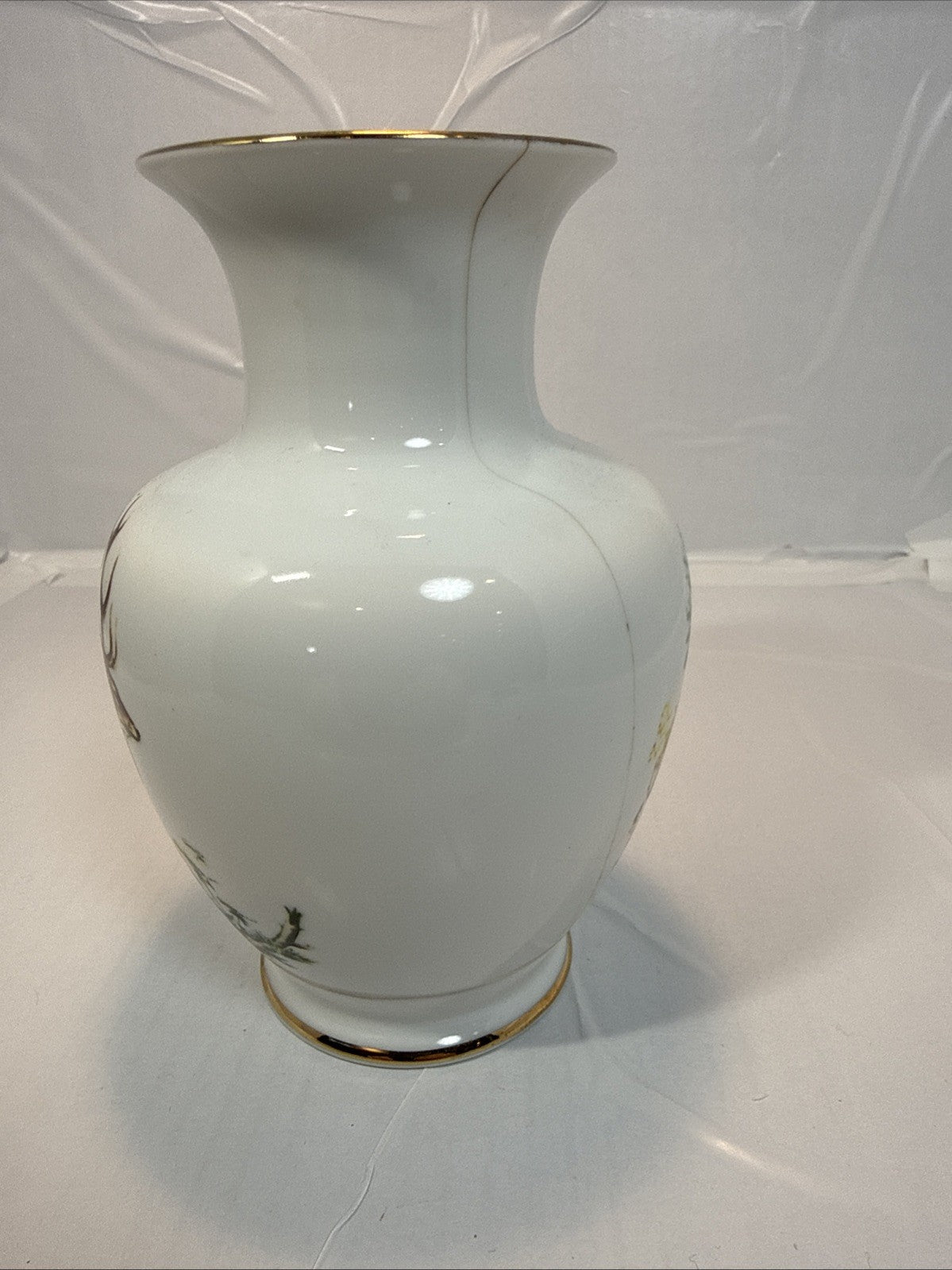 Hollóházi Henriett Porcelain Vase Deer Theme 6 x 5 Inch Hungary