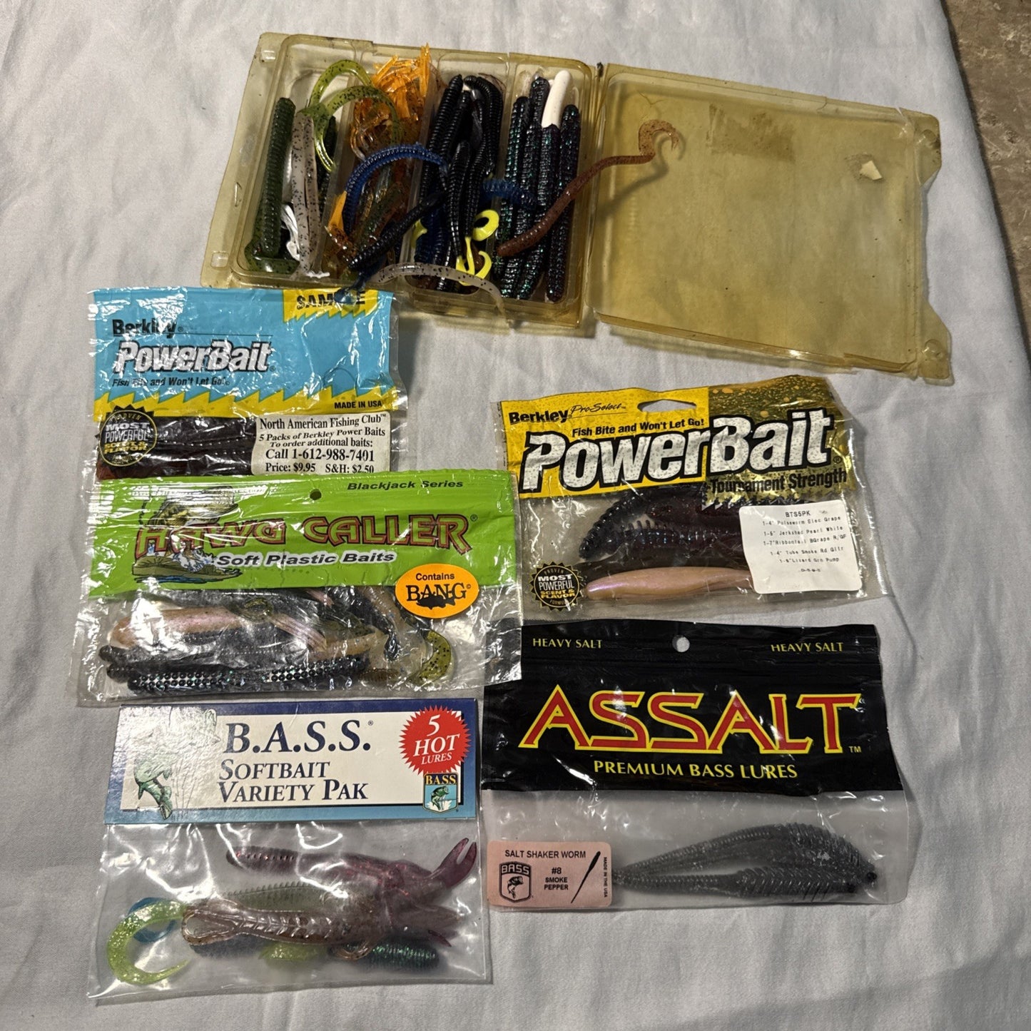 Lot of 11 Fishing Soft Plastic Worms Powerboat Assault Softbait