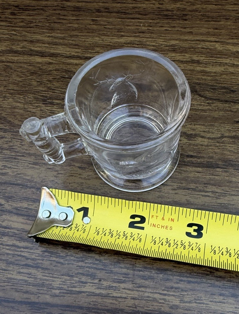 Antique Bryce Brothers EAPG Deer Cow Childs Clear Glass Mug Circa 1880s Cup