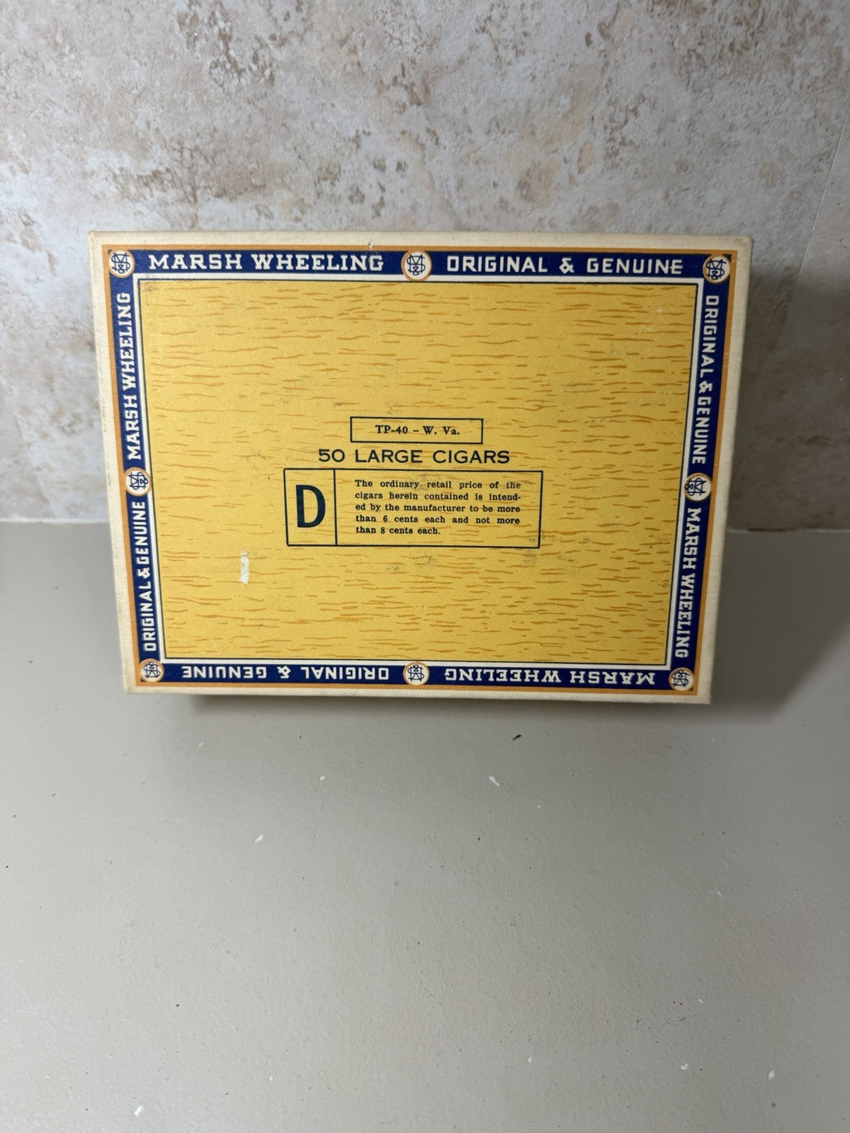 Vintage Marsh Wheeling Cigar Box 1932 West Virginia 8 Cent Tax Stamp Empty