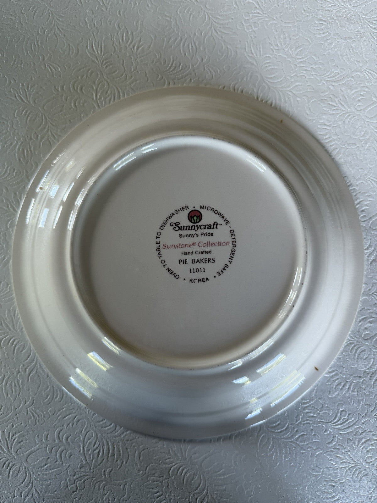 Vintage Sunnycraft Sunstone Lemon Meringue Pie Recipe Plate 11" Ceramic