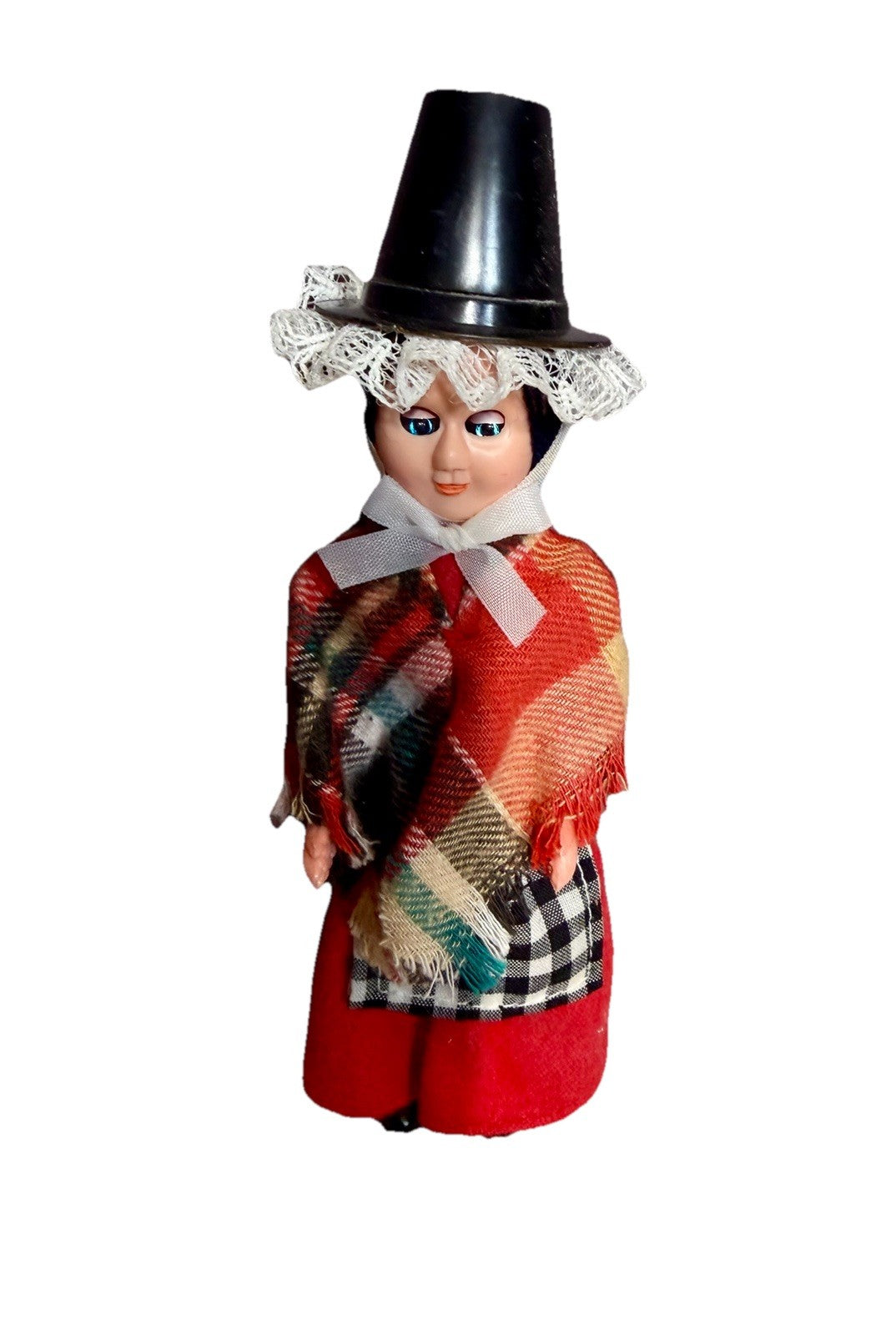 Vintage Welsh Lady Doll Figurine National Costume Sleepy Eyes Dress
