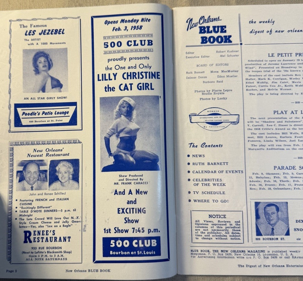 Vintage New Orleans Louisiana Tourist Guide Blue Book Mardi Gras Map 1950s-60s