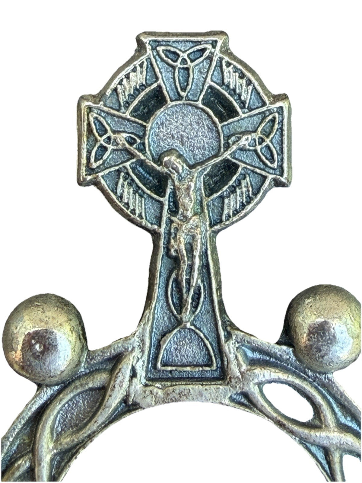 Vintage Ave Maria Pocket Finger Rosary Ring Made in Italy Silver Tone