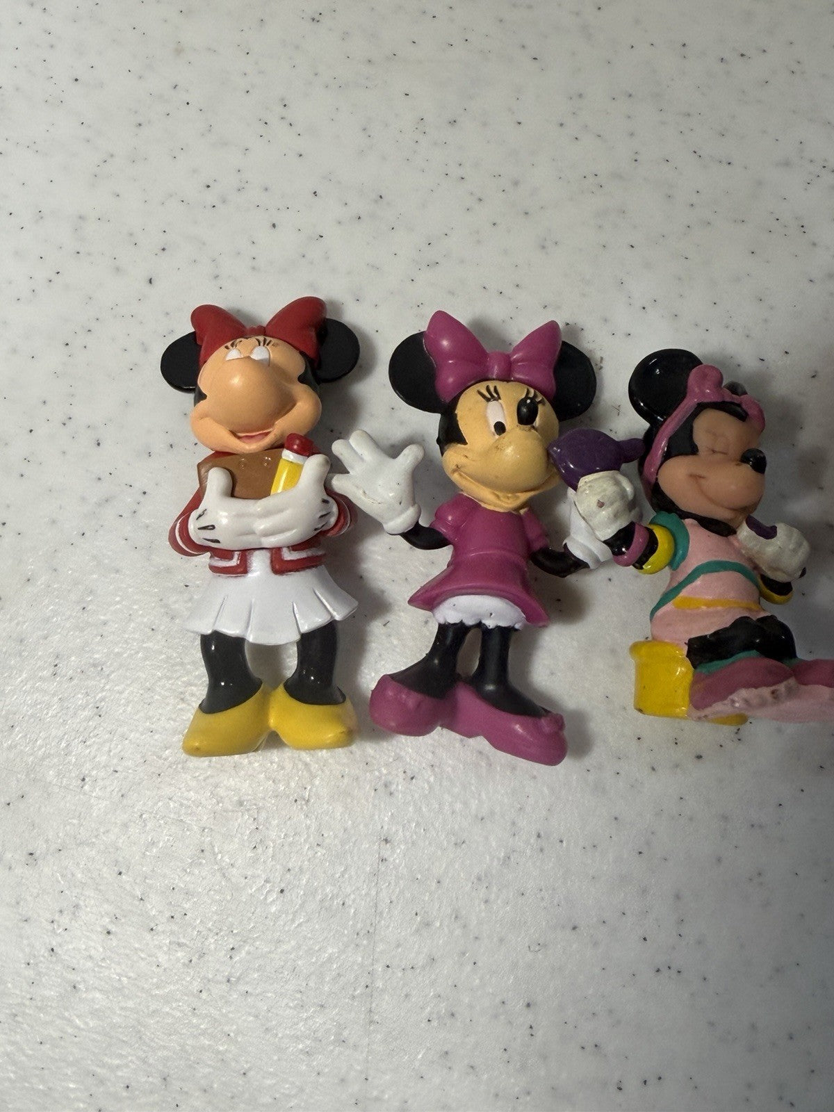 Disney Minnie Mouse Red Dress Figure Lot of 4 Vintage PVC Cake Topper Toy Set