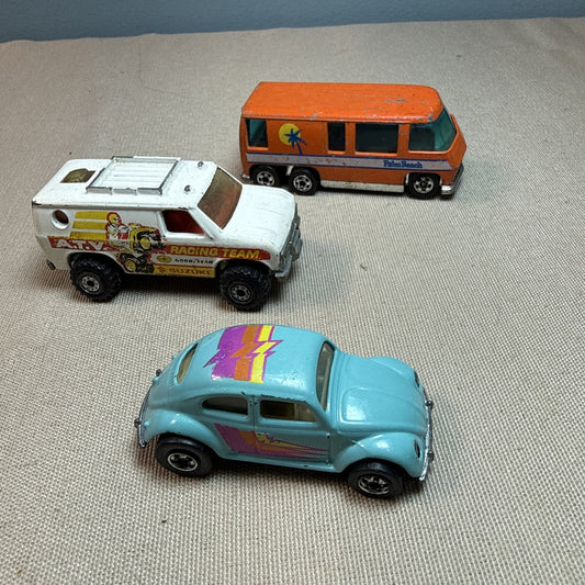 Vintage Hot Wheels Diecast Lot 3 VW Bug Beetle Suhagon GMC Motorhome Blackwall