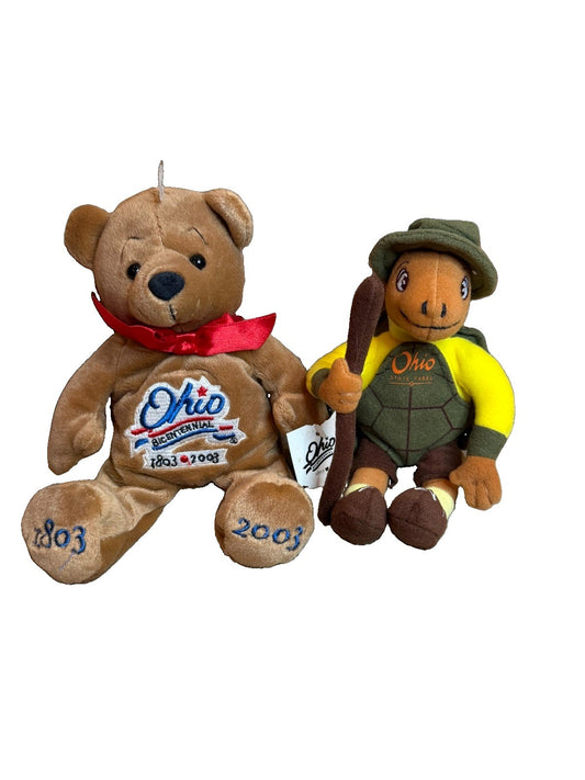 Ohio Bicentennial Bear Plush Tuffy Turtle State Parks Collectible Toy Set 2 Ohio