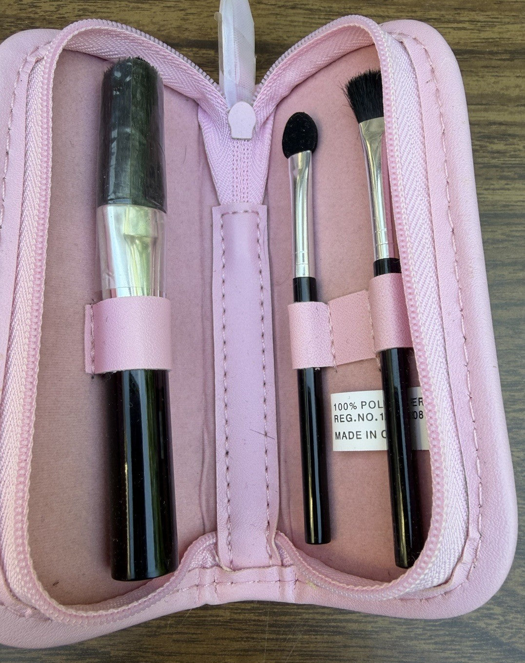 Avon Lace Brush Set Pink Black Cosmetic Makeup Brushes Case Vintage Beauty