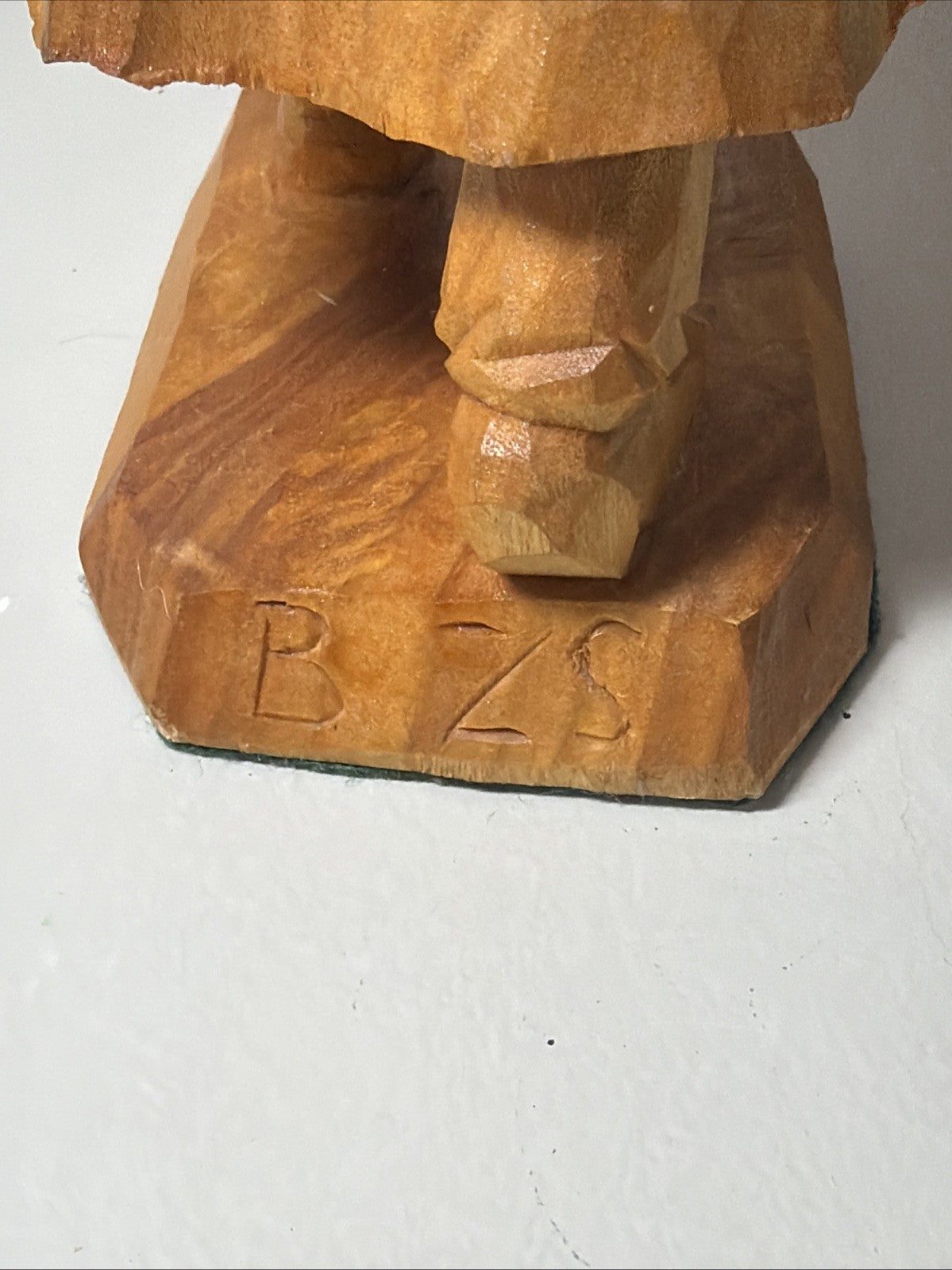 Vintage Signed Hand Carved Wooden Folk Art Man Figurine Trench Coat Artist BZS