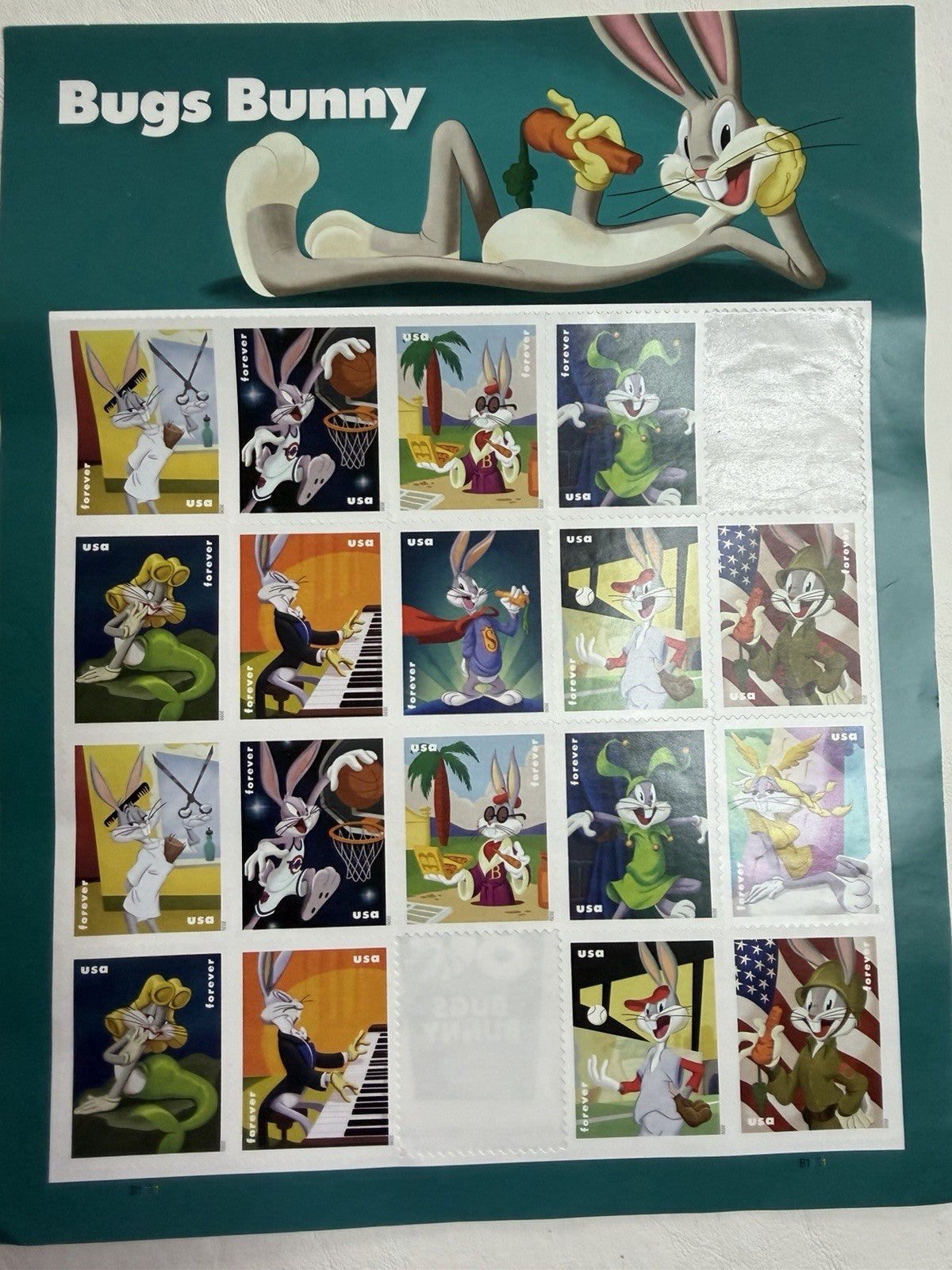 USPS Character Forever Stamp Lot Bugs Bunny Sesame Street Disney Pixar Stamps