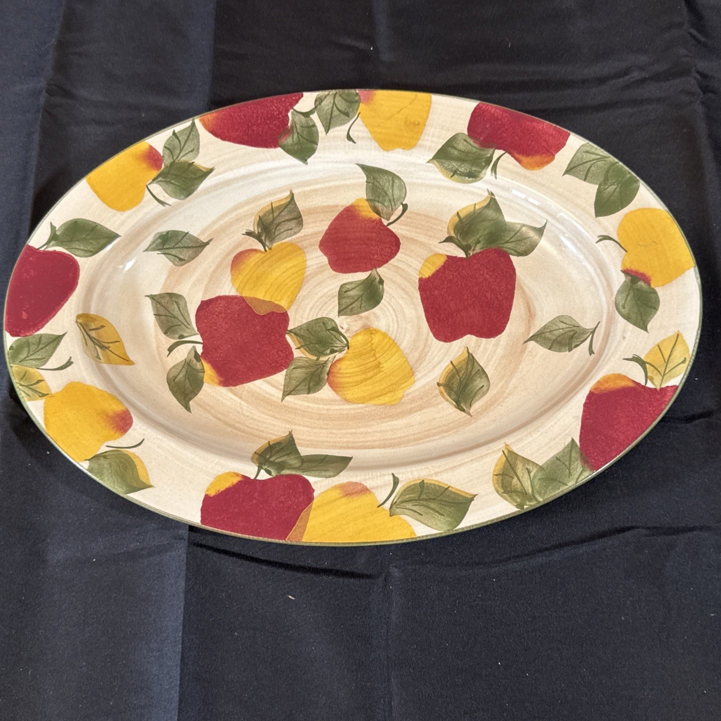 Chaparral Pottery Oval Serving Platter Red Yellow Apples 15x10.5