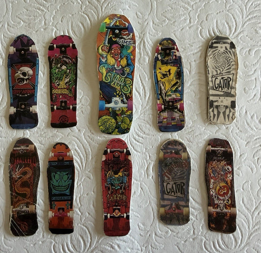 Vintage Mini Paper Skateboard Lot 10 1980s Tony Hawk Gator Skate Graphics Toys