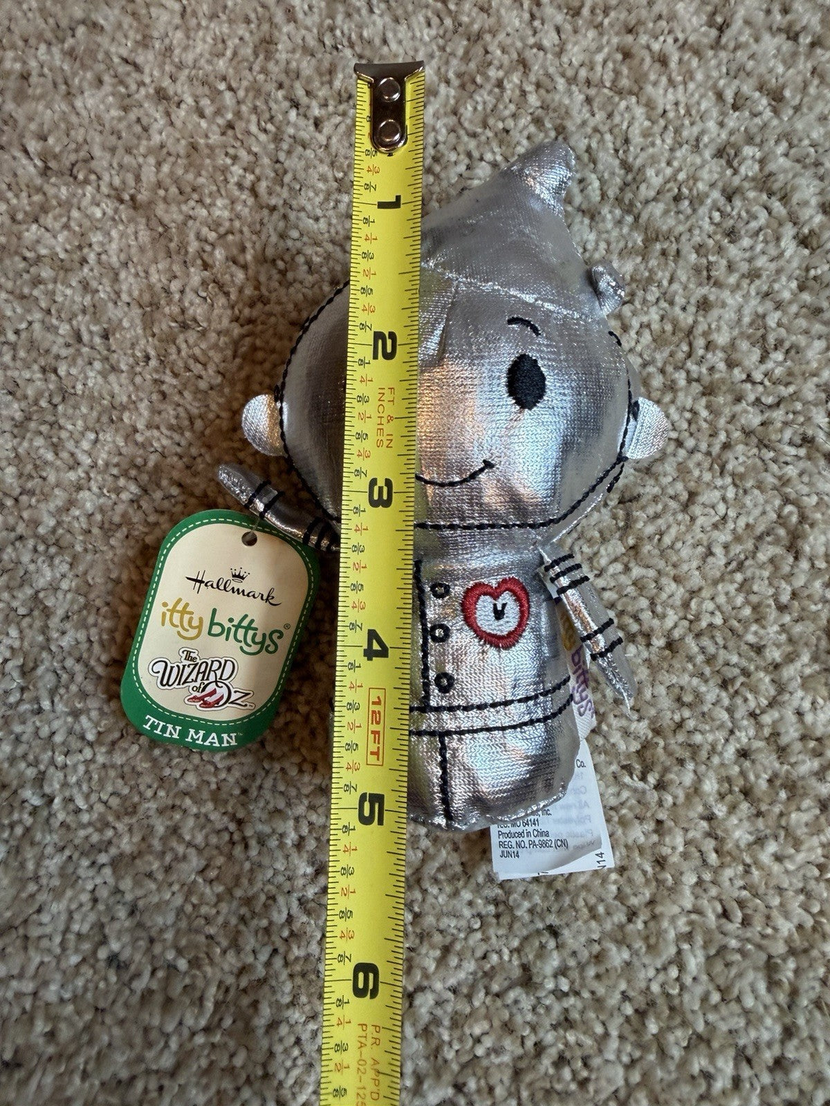 Hallmark Itty Bittys Wizard of Oz Tin Man Plush Stuffed Animal Silver NWT 5in