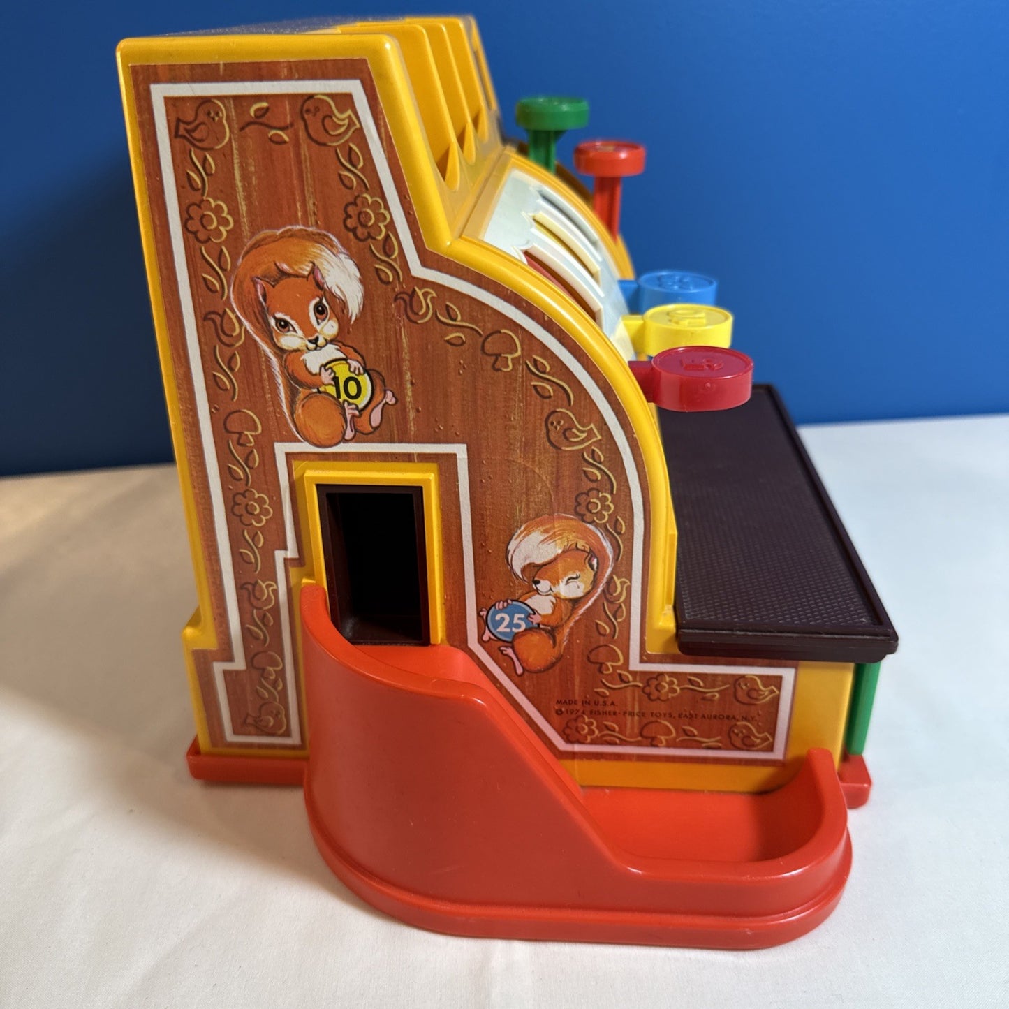 Vintage 1974 Fisher Price Cash Register Complete Coins Money Pretend Play Works