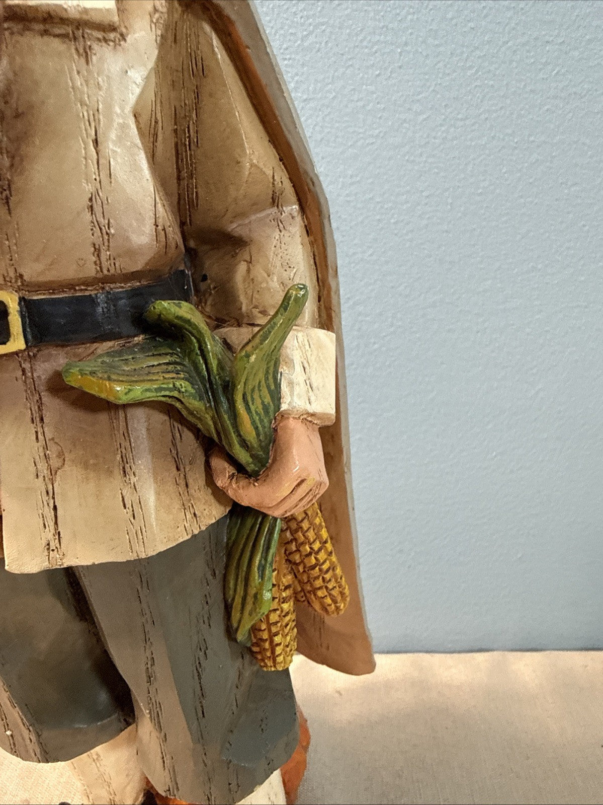 The Cracker Box Seasons Pilgrim Figurine Hand Painted Wood 13" Thanksgiving