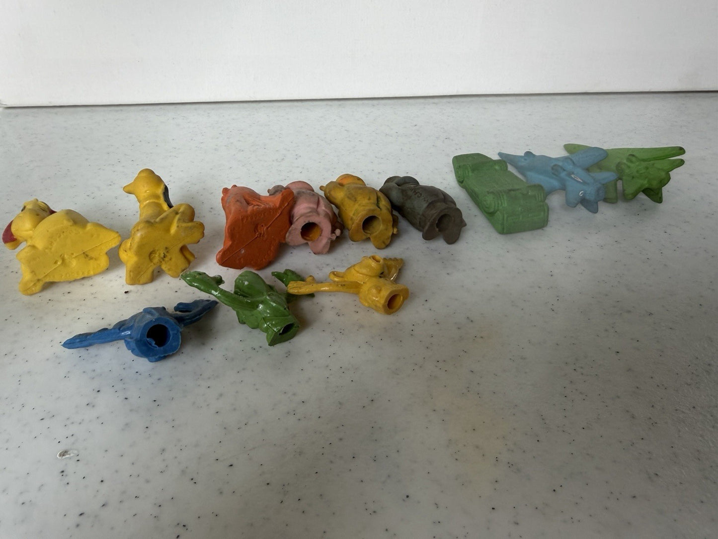 Vintage 1970s-90s Novelty Eraser Lot: W.C. Fritos, Monkeys, Jets & More