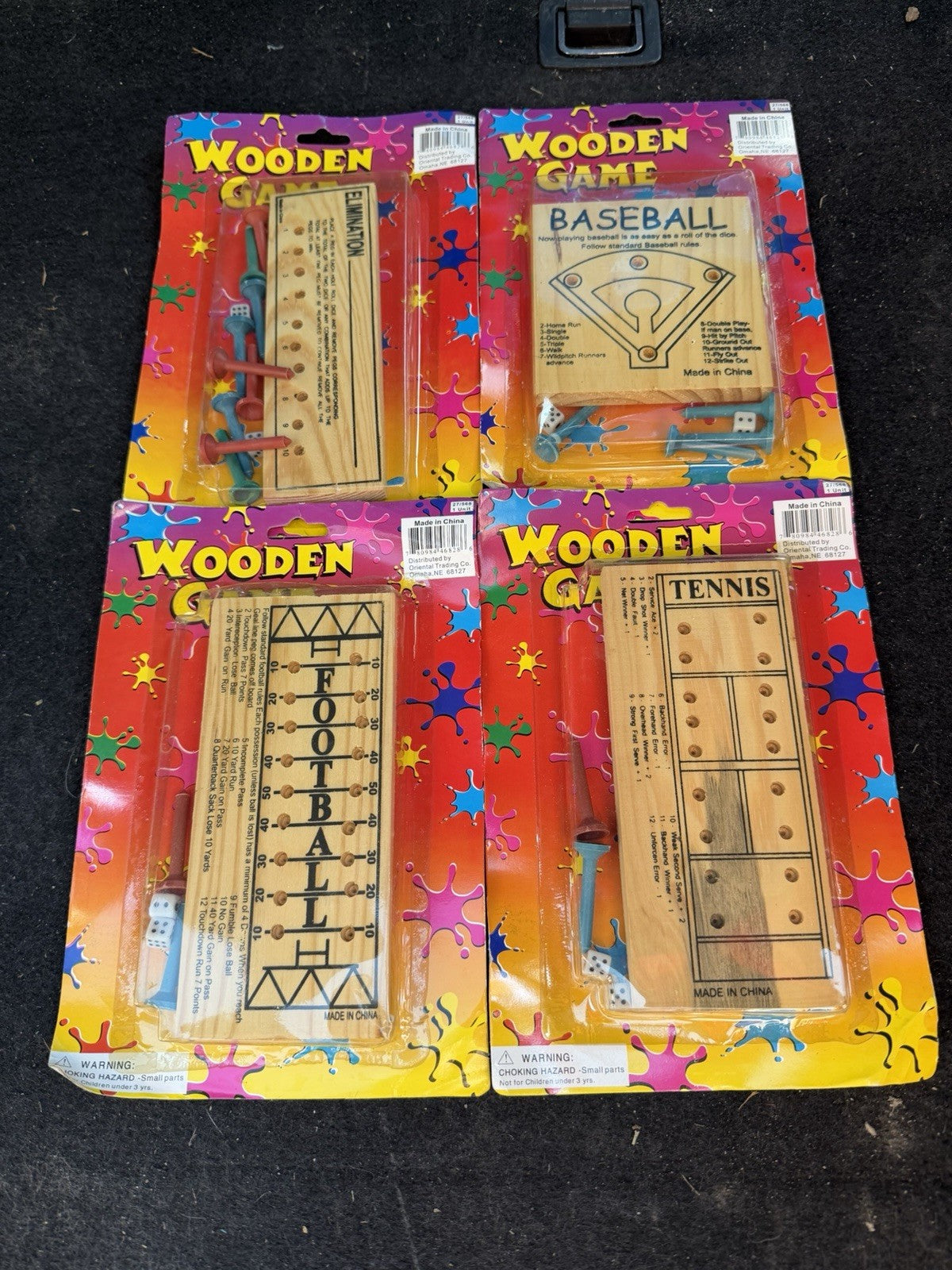 Vintage Wooden Table Games Lot 4 Baseball Football Tennis Elimination Dice Games