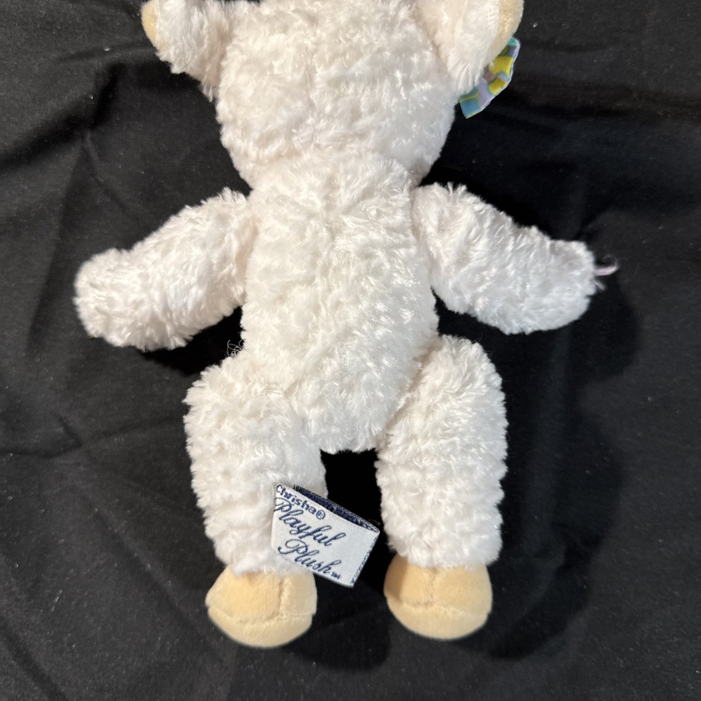 Vintage Chrisha Plush Rabbits Cow Pig Sheep 1999 Toys Lot 5 with Sweaters
