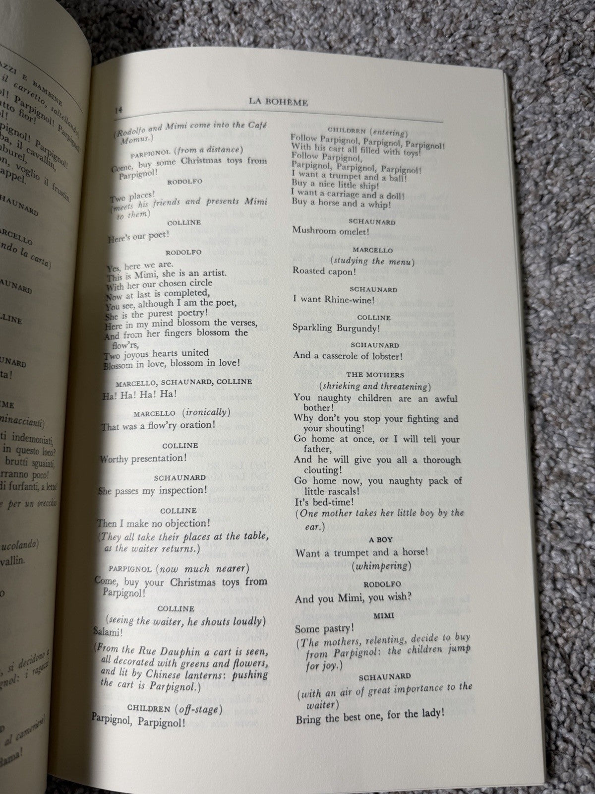 Metropolitan Opera Libretto La Boheme 1954 Vintage Opera Book