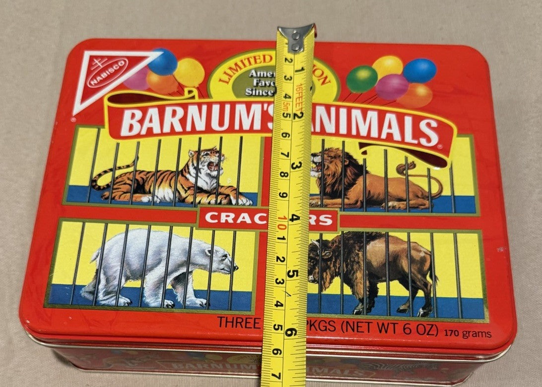 Vintage 1987 Barnums Animals Crackers Metal Tin Nabisco Empty 3 Packs Circus Box