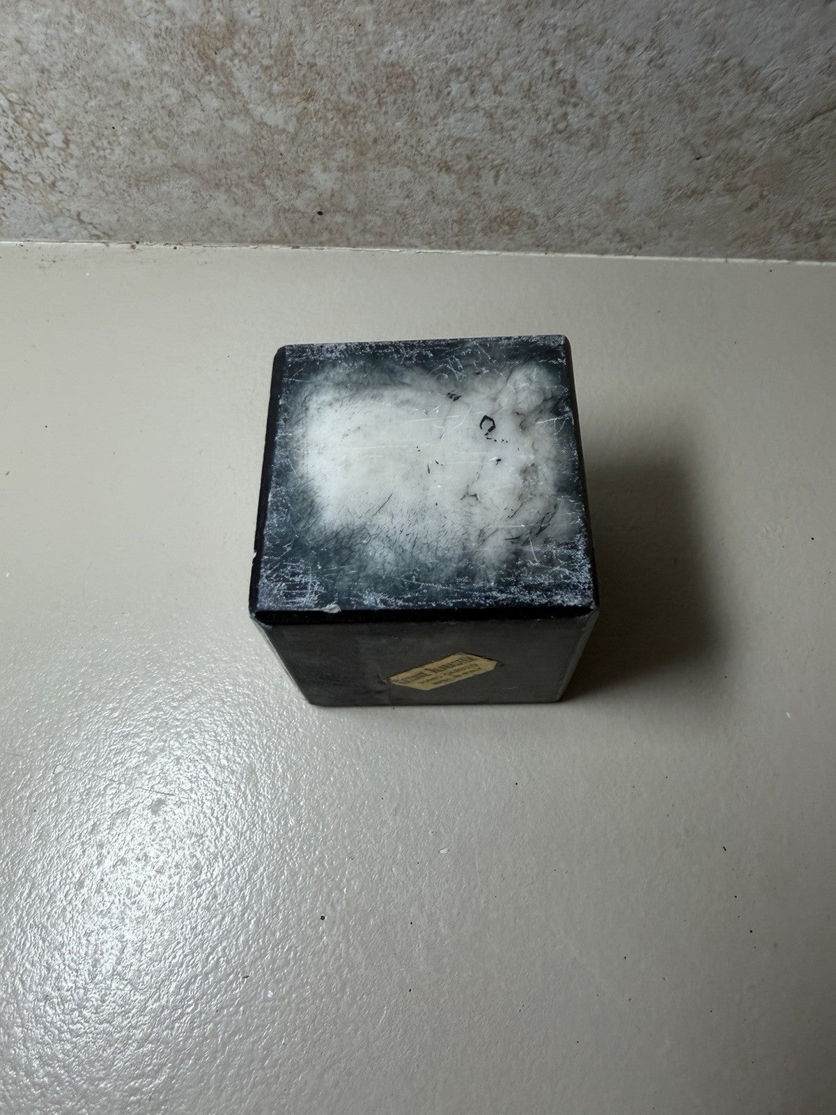Vintage Hand Carved Black Alabaster Stone Cube Paperweight Italy 2.5" Desk