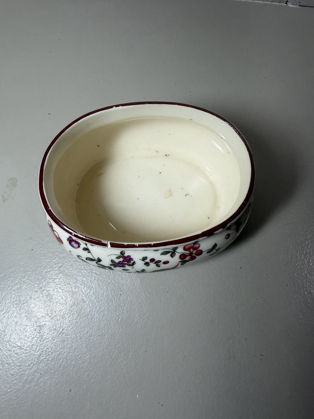 Vintage Erphila Czechoslovakia Oxford Floral Ceramic Planter Bowl Small Crack